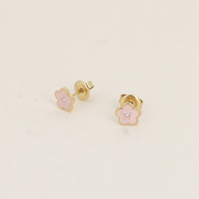 Boucles puces - fleur plate émaillée