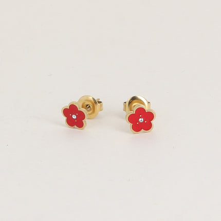 Boucles puces - fleur plate émaillée