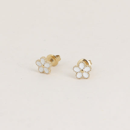 Boucles puces - fleur émaillée avec contour milgrain
