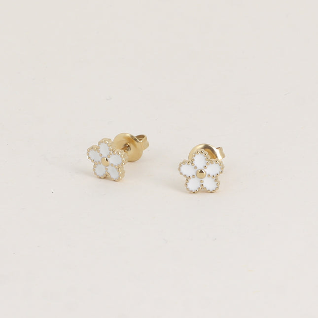 Boucles puces - fleur émaillée avec contour milgrain