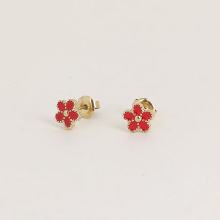 Boucles puces - fleur émaillée avec contour milgrain