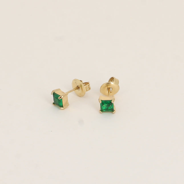 Boucles puces - cristal carré 4mm