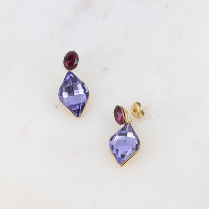 Boucles puces - cristaux Swarovski® ovale et losange