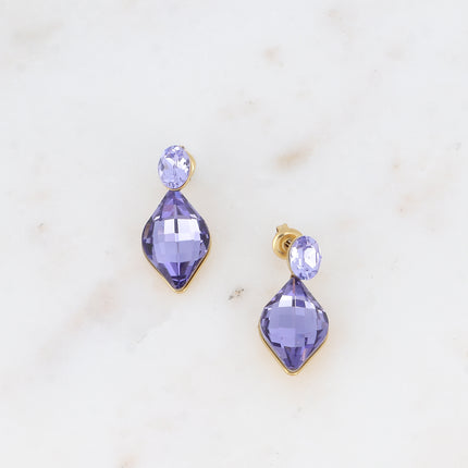 Boucles puces - cristaux Swarovski® ovale et losange