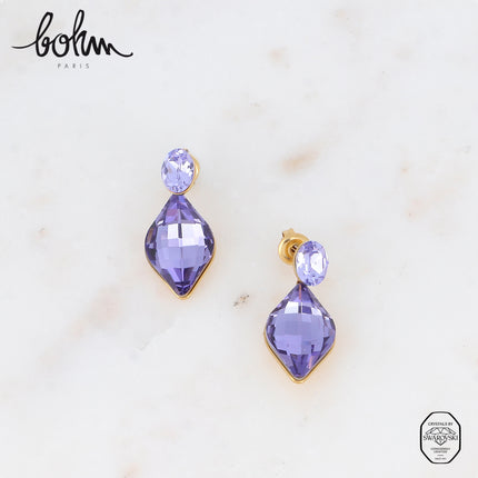 Boucles puces - cristaux Swarovski® ovale et losange