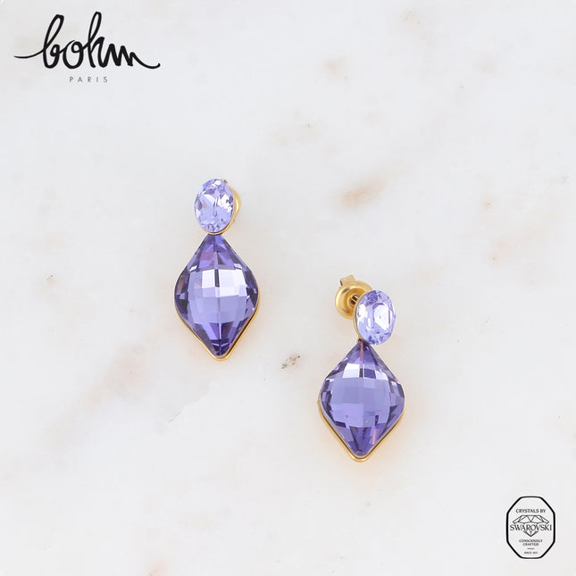 Boucles puces - cristaux Swarovski® ovale et losange