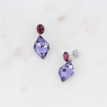 Boucles puces - cristaux Swarovski® ovale et losange