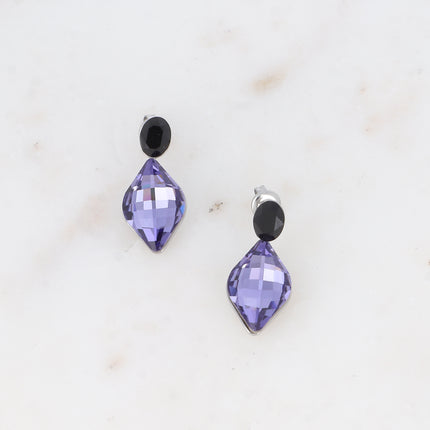 Boucles puces - cristaux Swarovski® ovale et losange
