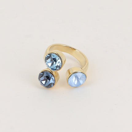 Bague Saïla - 3 cristaux Swarovski® SS39 / pierre naturelle