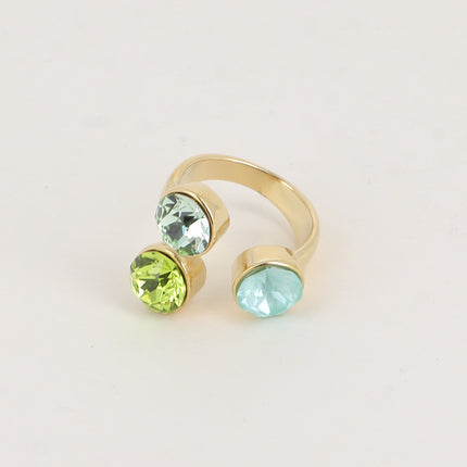 Bague Saïla - 3 cristaux Swarovski® SS39 / pierre naturelle