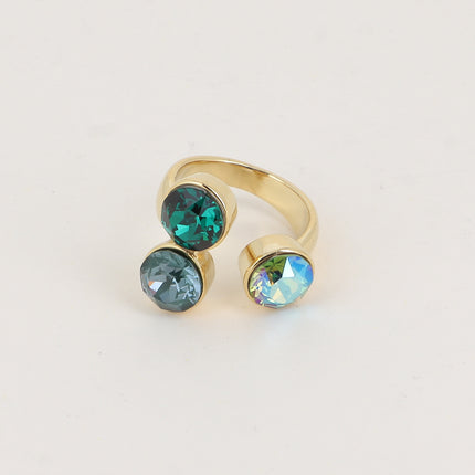 Bague Saïla - 3 cristaux Swarovski® SS39 / pierre naturelle