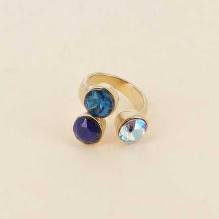 Bague Saïla - 3 cristaux Swarovski® SS39 / pierre naturelle