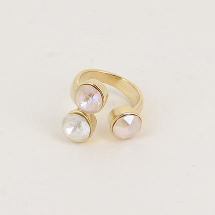 Bague Saïla - 3 cristaux Swarovski® SS39 / pierre naturelle