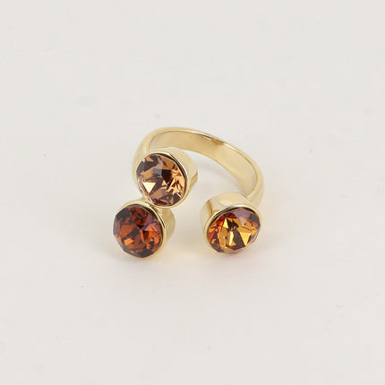 Bague Saïla - 3 cristaux Swarovski® SS39 / pierre naturelle