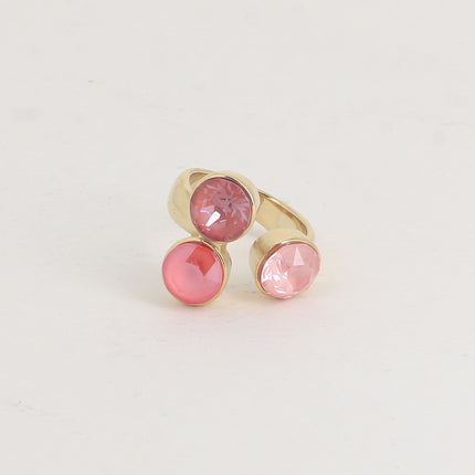 Saïla Ring - 3 Swarovski® crystals SS39 / natural stone