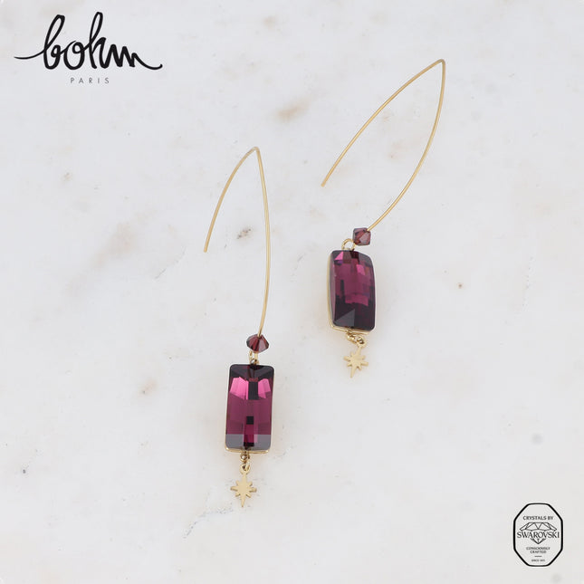 Boucles pendantes Brighid - cristal 4524 (16x8mm) et pampille étoilée