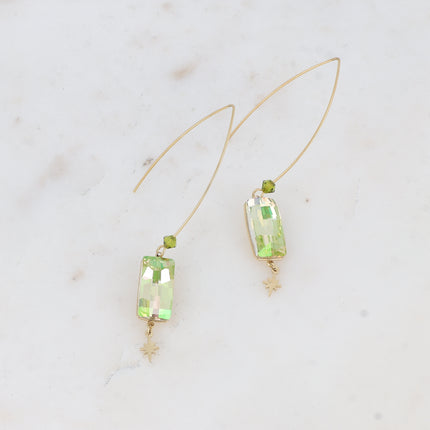 Boucles pendantes Brighid - cristal 4524 (16x8mm) et pampille étoilée