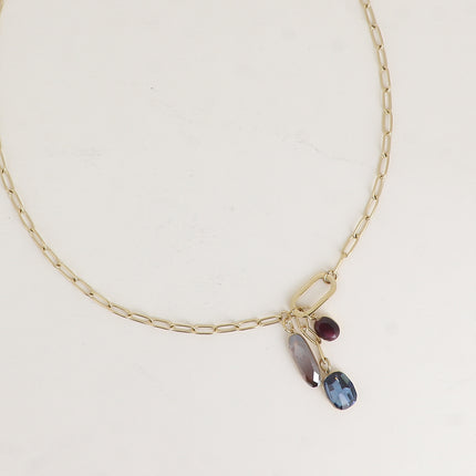 Collier - orné de 3 cristaux Swarovski® (tige, rectangle arrondi et ovale)