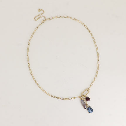 Collier - orné de 3 cristaux Swarovski® (tige, rectangle arrondi et ovale)