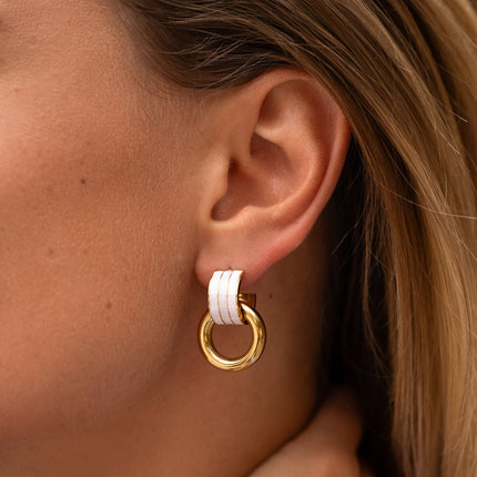 Boucles puces Enara - demi créole en émail et anneau rond