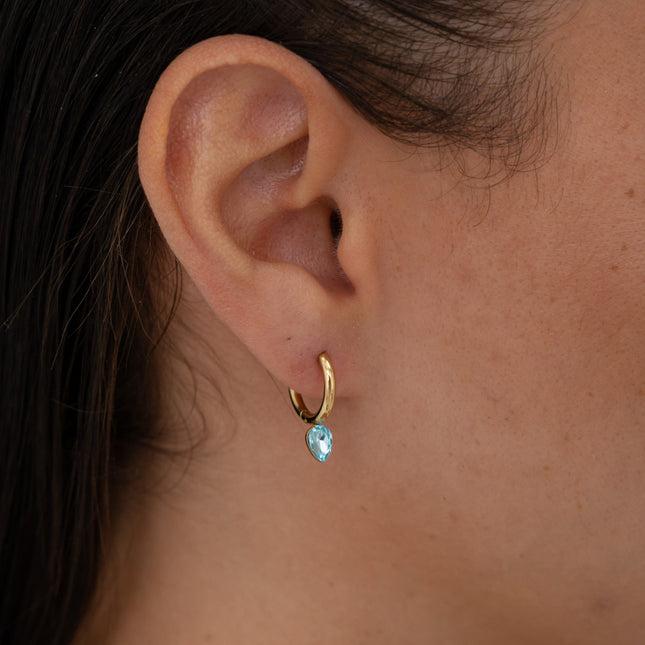 Mini hoop earrings - small crystal drop