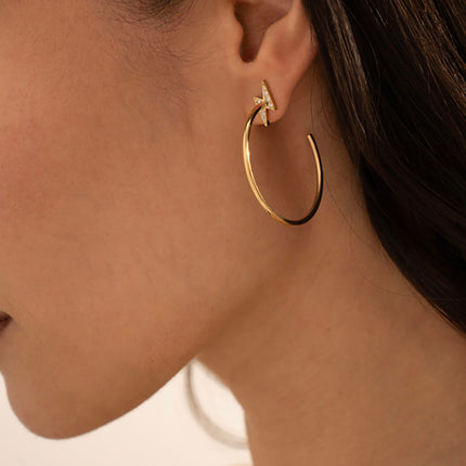 Capucia Creole earrings - lightning bolt effect with zirconium oxides