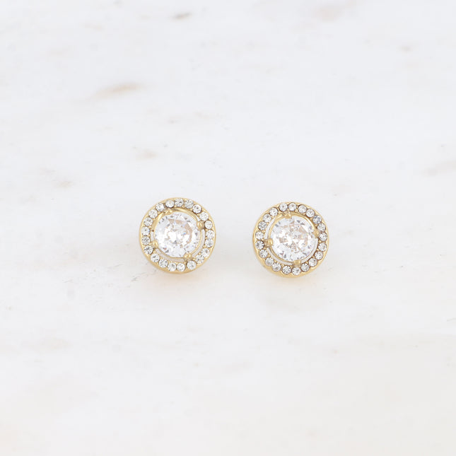 Boucles puces - cristal rond et oxydes de zirconium