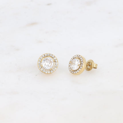 Boucles puces - cristal rond et oxydes de zirconium