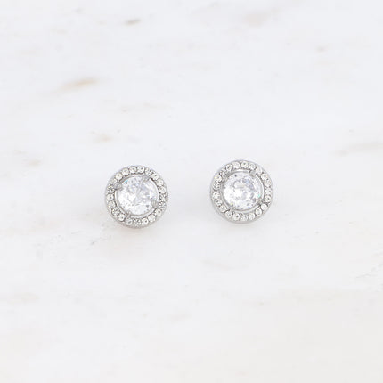 Boucles puces - cristal rond et oxydes de zirconium