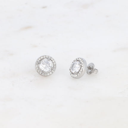 Boucles puces - cristal rond et oxydes de zirconium