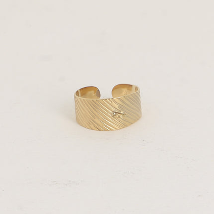 Bague - anneau facetté effet zébré