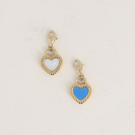 Charm - coeur strié et émail bicolore