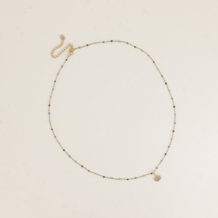 Collier - chaîne émaillée et oeil avec cristaux