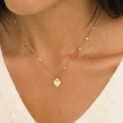 Collier - pendentif coeur et perle d'eau douce