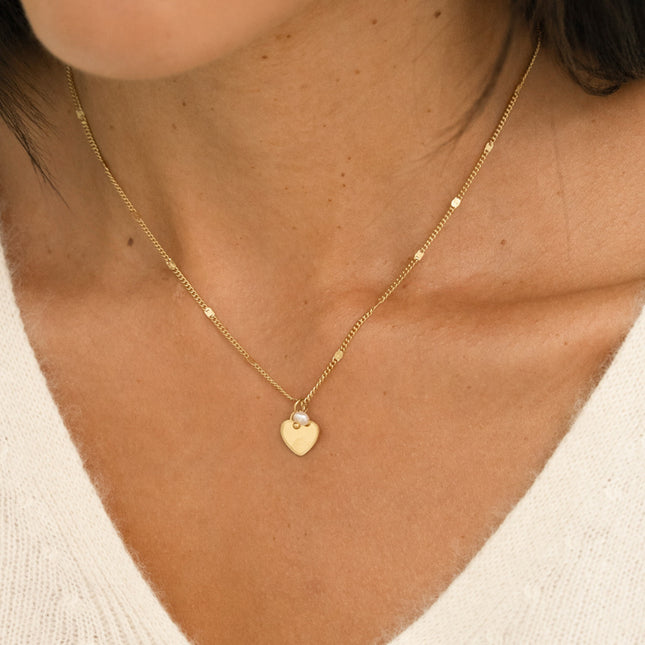 Collier - pendentif coeur et perle d'eau douce