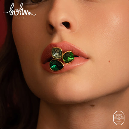 Idrissa Crystal Ring - 3 Swarovski® crystals, 10mm drop and squares