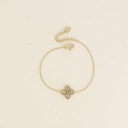 Bracelet - trèfle en pierre oeil de chat / perle de résine