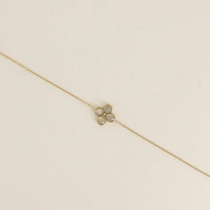 Bracelet - trèfle en pierre oeil de chat / perle de résine