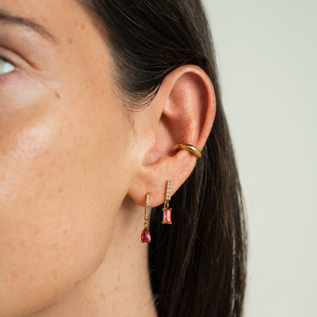 Drop earrings - bar with cubic zirconia and rectangular crystal