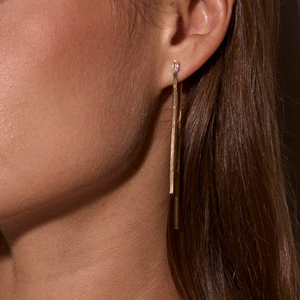Dangle earrings - 2 mirrored links and rectangular crystal