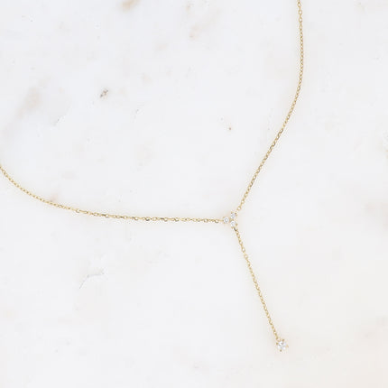 Collier Y - petit pendentif avec oxydes de zirconium