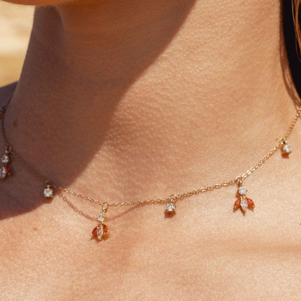 Katarina Necklace - small charms in a leaf motif made of cubic zirconia