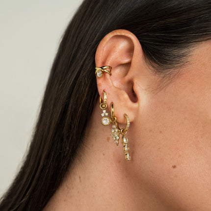 Set of 3 hoop earrings - in stainless steel with crystal (round, almond and teardrop)