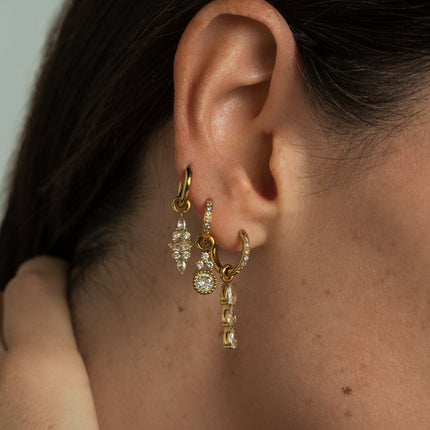 Set of 3 hoop earrings - in stainless steel with crystal (round, almond and teardrop)