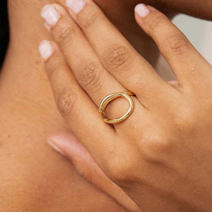 Bague Constancia - en acier inoxydable avec motif ligne ondulée