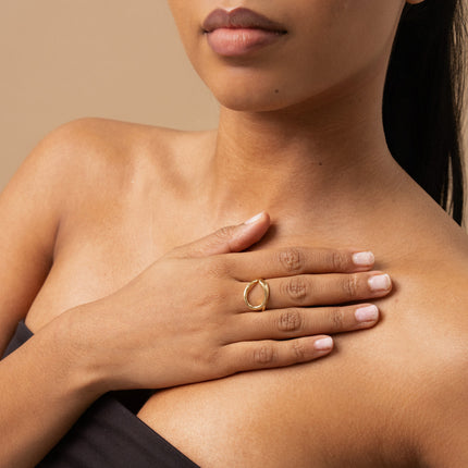 Bague Constancia - en acier inoxydable avec motif ligne ondulée