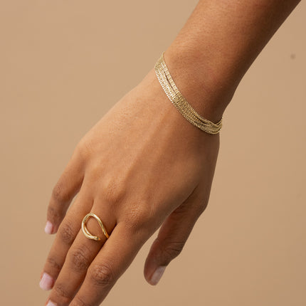 Bague Constancia - en acier inoxydable avec motif ligne ondulée