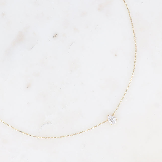 Collier - en acier inoxydable avec cristal goutte