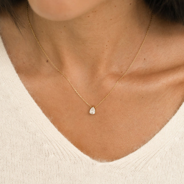 Collier - en acier inoxydable avec cristal goutte