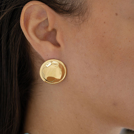 Stud earrings - small round hammered piece in a shell style